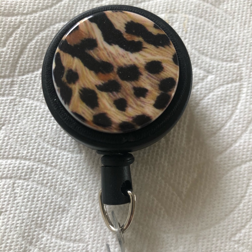 Cheetah animal print ID badge reel
